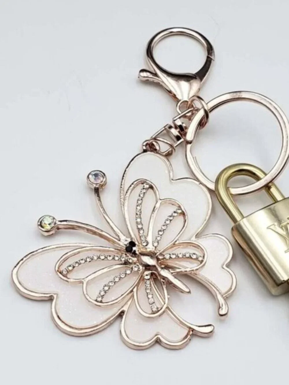 Authentic Louis Vuitton Gold Lock 🔒 Unbranded Butterfly Keychain Bag Charm LV
